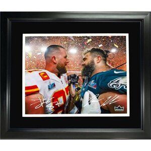 Framed Jason Kelce Travis Kelce Super Bowl LVII Dual Facsimile Laser Engraved